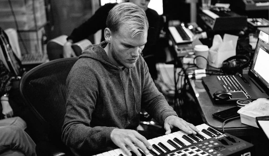 Avicii working in the studio.