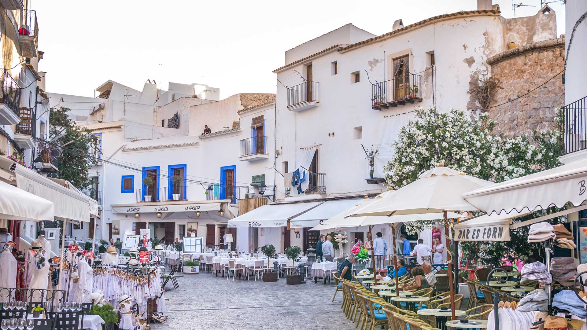 View of Ibiza bars & restaurants inside Dalt Vila
